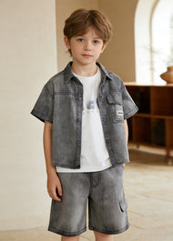 Boys Denim & Cotton Three-Piece Outfit