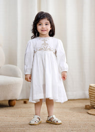 Girls Elegant Embroidered Long-sleeved Princess Dress