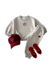 Kids Casual Sports Letter Embroidered Sweatshirt Set