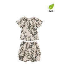 Baby Girl's Nordic-Style Bamboo Fiber Short-Sleeve Two-Piece Set