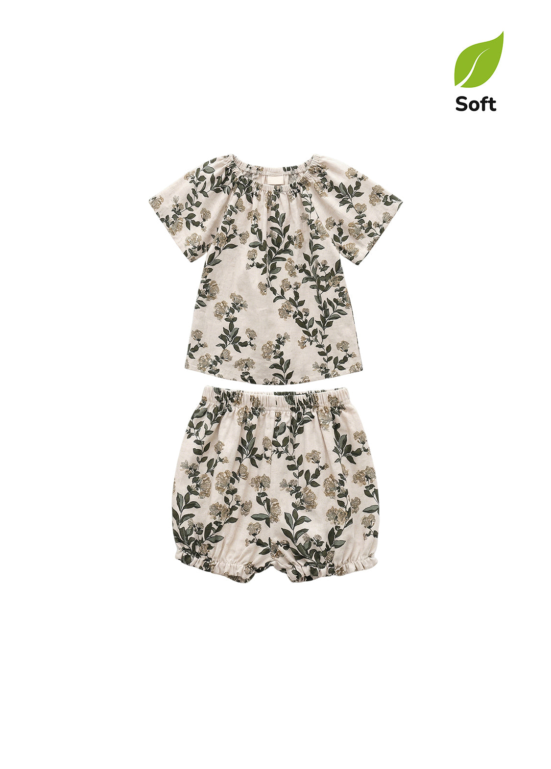 Baby Girl's Nordic-Style Bamboo Fiber Short-Sleeve Two-Piece Set