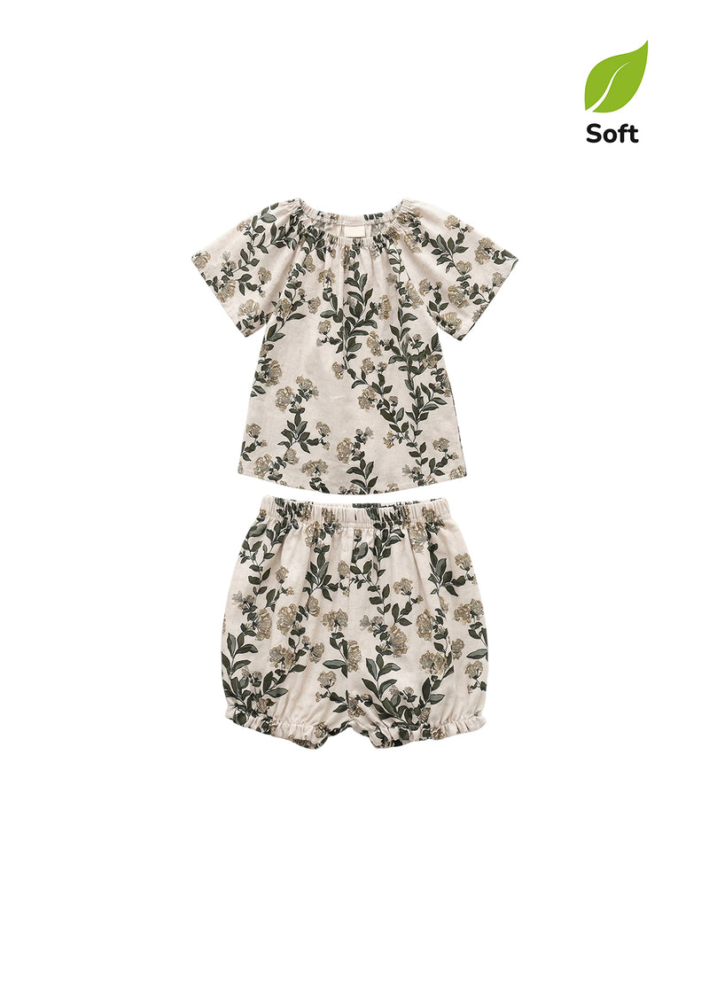 Baby Girl's Nordic-Style Bamboo Fiber Short-Sleeve Two-Piece Set