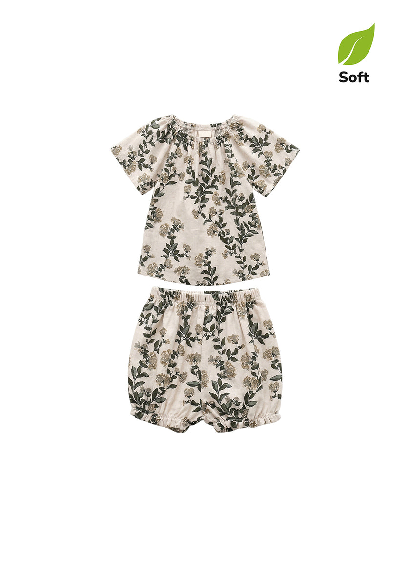 Baby Girl's Nordic-Style Bamboo Fiber Short-Sleeve Two-Piece Set