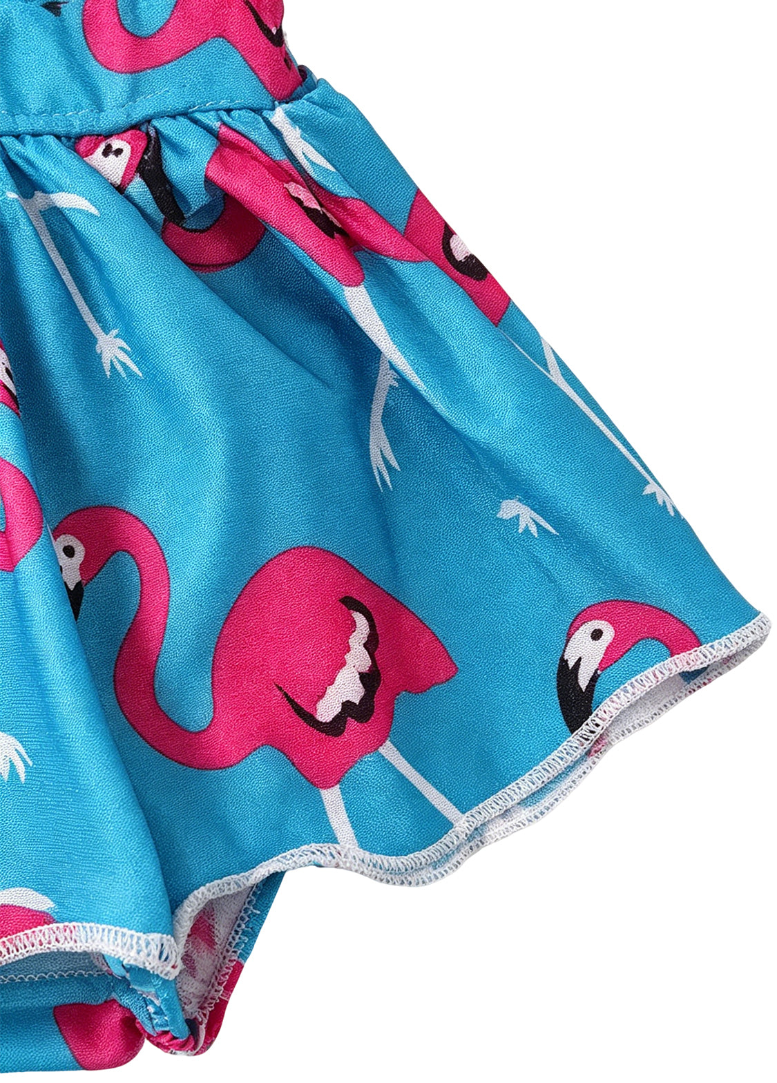 Girls' Summer Swimsuit: Flamingo Print, Ruffled Two-Piece Swimwear