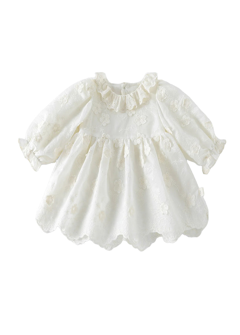 Girls Long Sleeve Embroidered Party Dress