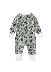 Baby Boy's Bamboo Fiber Floral Zip-Up Romper Pajamas