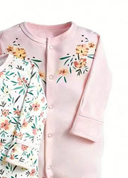 3-Pack Baby Girl Cotton Cute Printed Long-Sleeved Romper