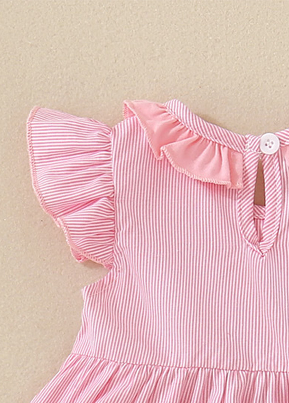 Baby Girls Pink Striped Ruffled Bow Top And Lantern Pants Set