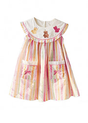 Girls Rainbow Bear Embroidered Cotton Dress