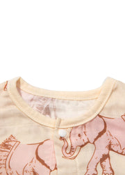 Baby Boy's Bamboo Fiber Short-Sleeve Romper — Elephant Design