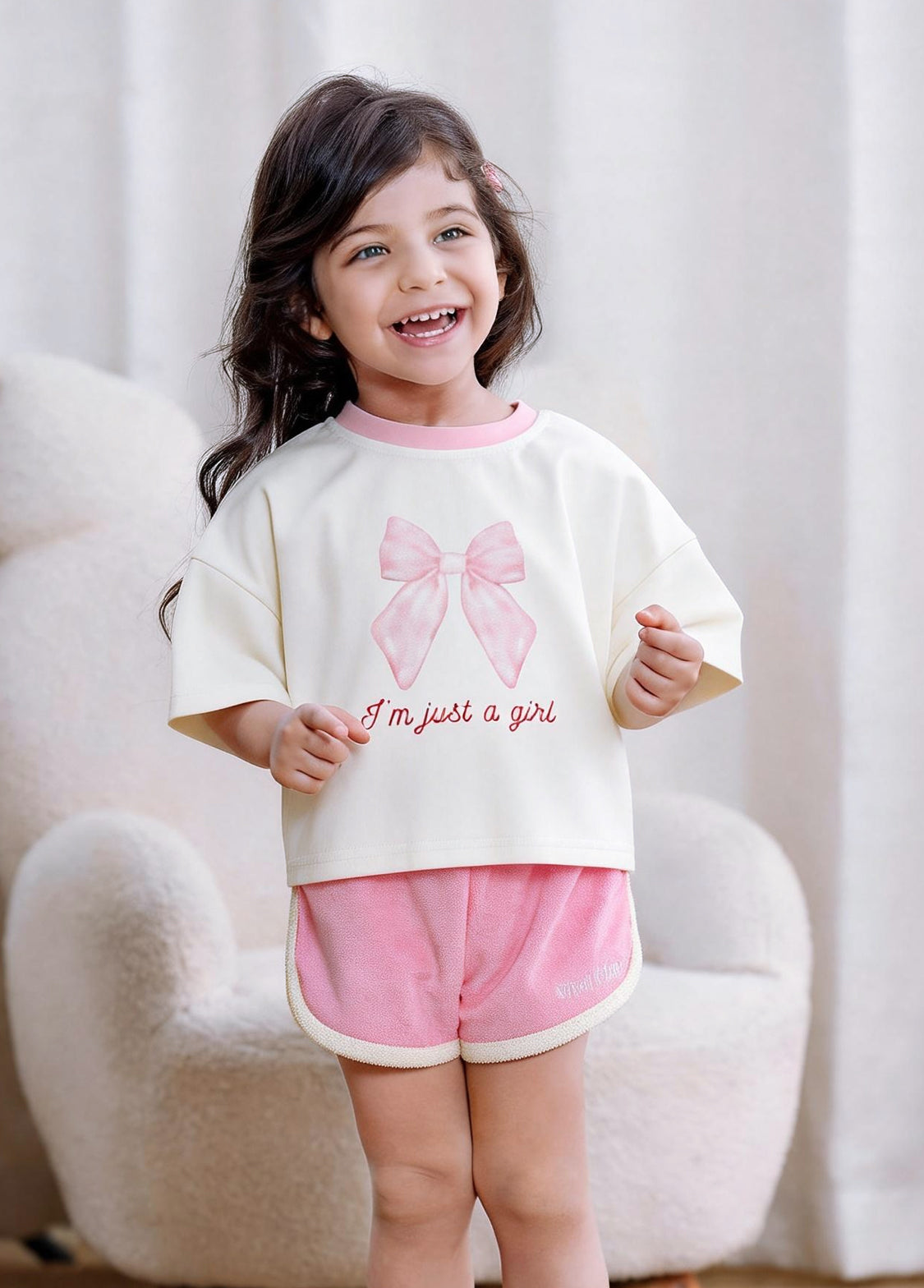 Girls Cotton Stretch Bow Summer Set