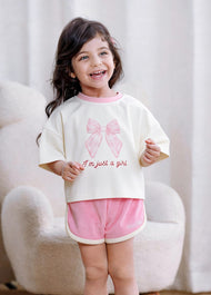Girls Cotton Stretch Bow Summer Set