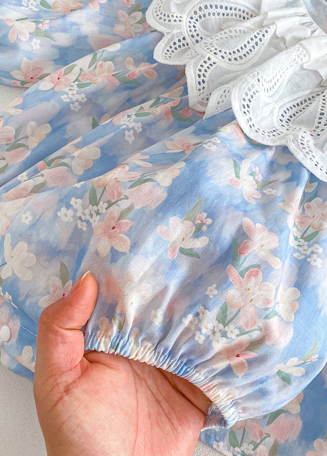 Baby Girls Retro Floral Dollar Collar Romper With Hairband