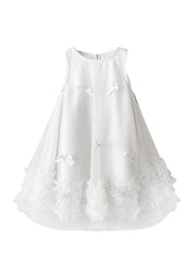 Girl Sleeveless Tulle Bow Dress