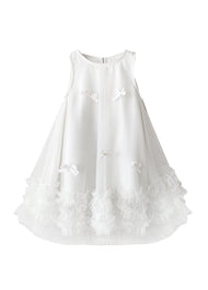 Girl Sleeveless Tulle Bow Dress