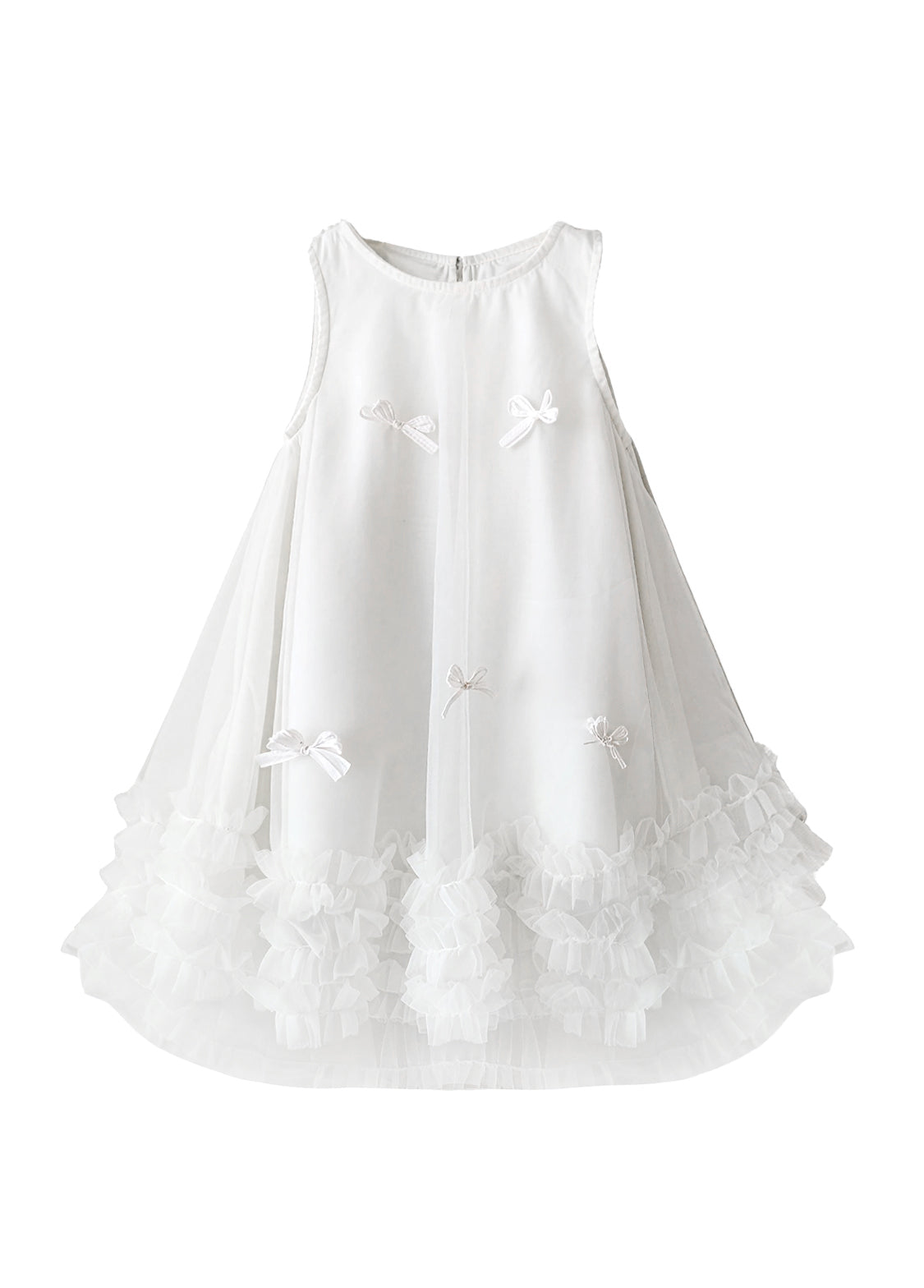 Girl Sleeveless Tulle Bow Dress
