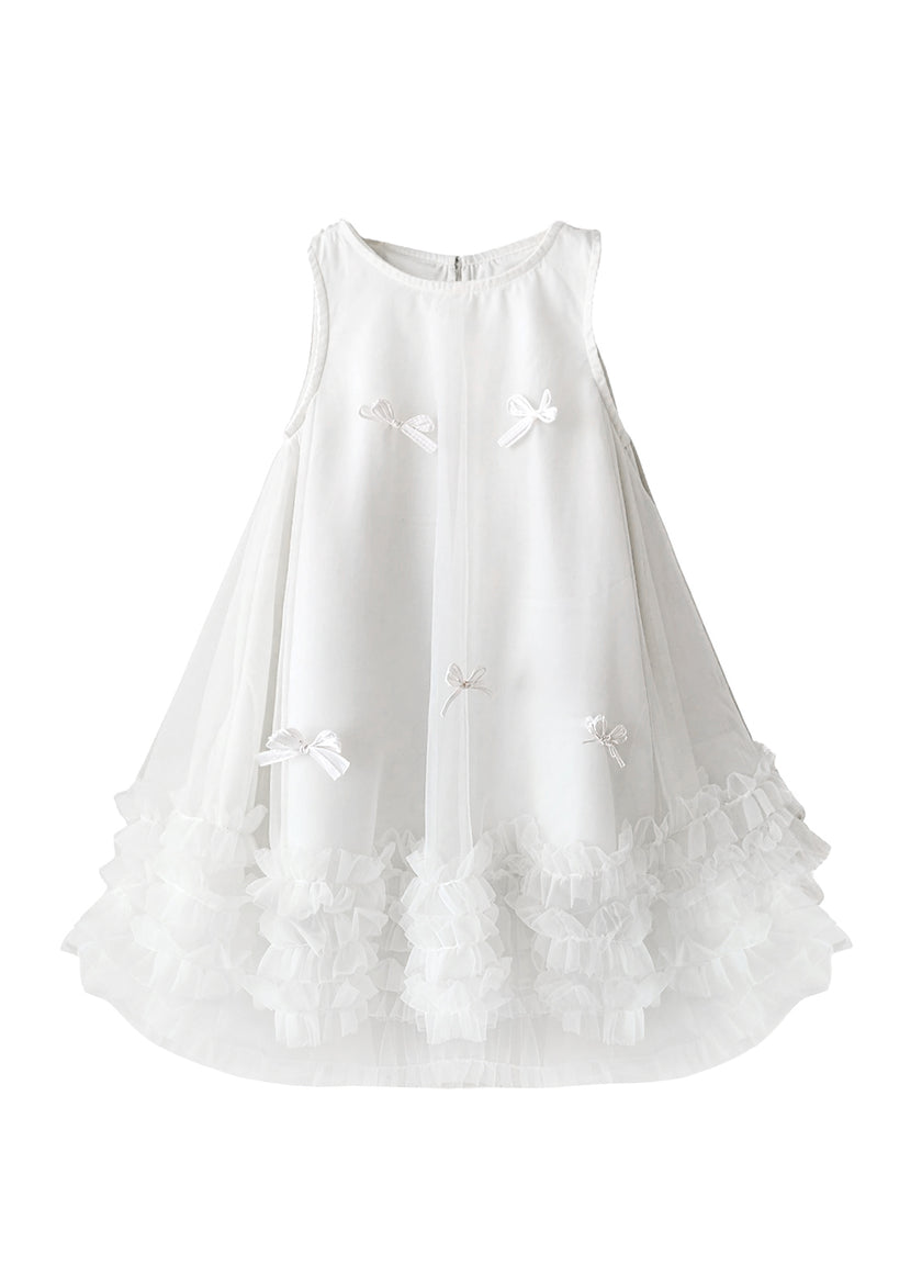 Girl Sleeveless Tulle Bow Dress