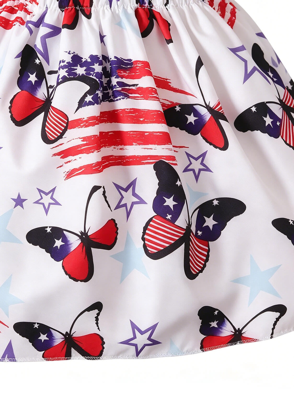 Girls July 4th Independence Day Patriotic Star and Stripe Print Cami Dress Kids Summer Strappy Holiday Sun Dress