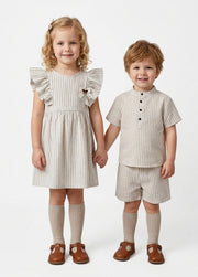 Girls' Lightweight Pure Cotton Striped Summer Dress