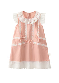 Girls Cotton Lace Trim Sleeveless Dress