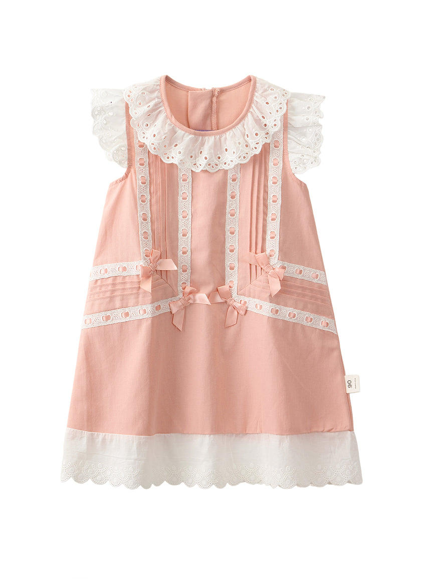 Girls Cotton Lace Trim Sleeveless Dress