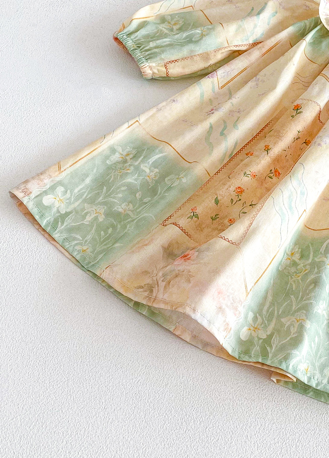 Girls Sweet Floral Ruffle Dress With Headband