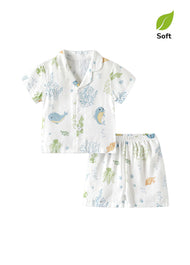 Baby Boy's Bamboo Fiber Summer Short-Sleeve Two-Piece Set (Lightweight)