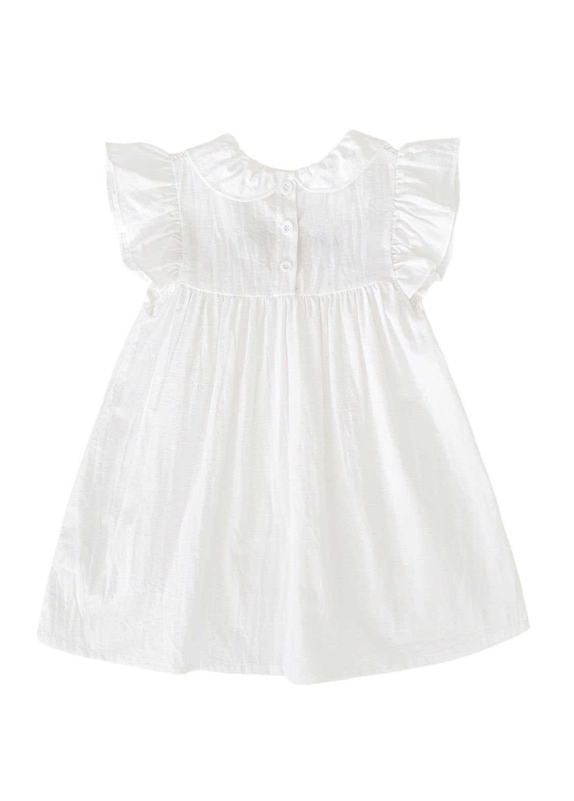 Girls Sweet Floral Embroidered Ruffled Dress