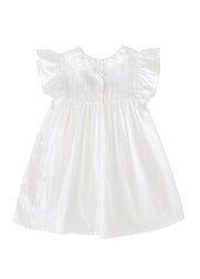 Girls Sweet Floral Embroidered Ruffled Dress