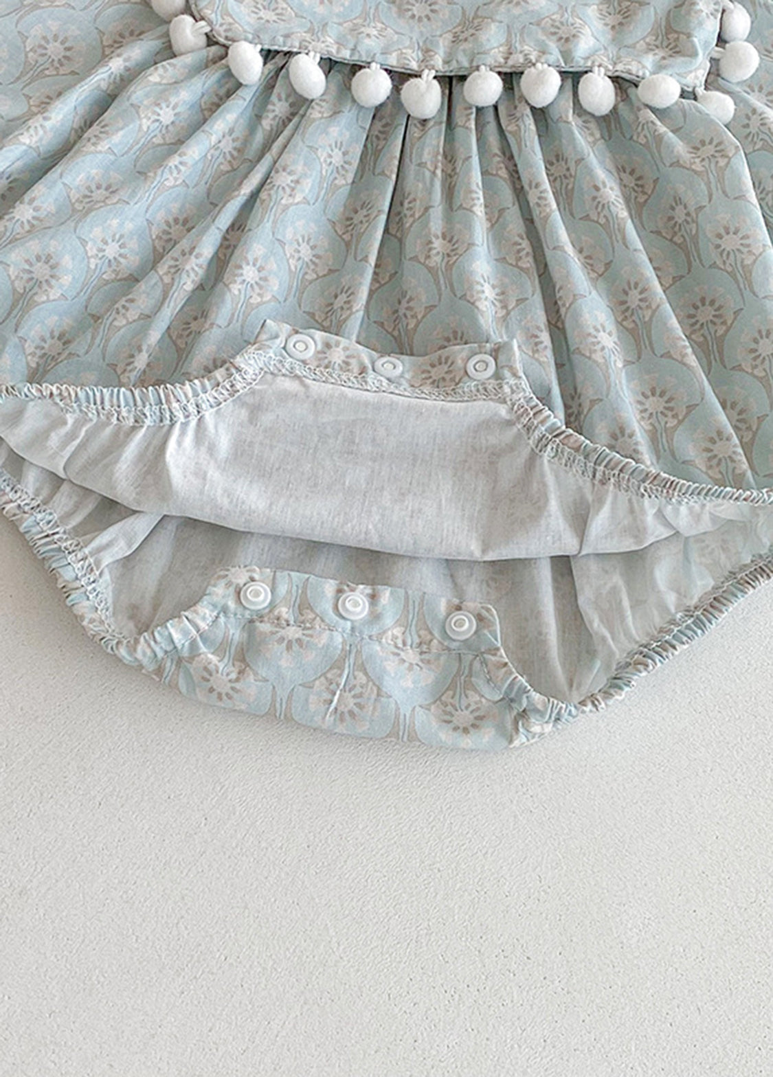 Baby Girls Sweet Floral Pom Poms Romper With Hairband