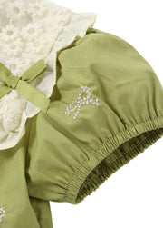 Girls Cotton Embroidered Butterfly Collar Dress