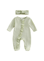 Baby Girl  Cute Ruffled Romper With Headband