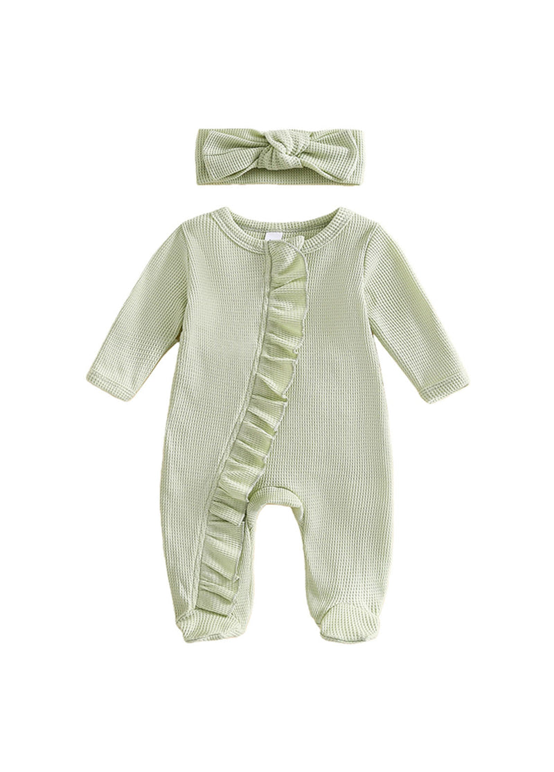 Baby Girl  Cute Ruffled Romper With Headband