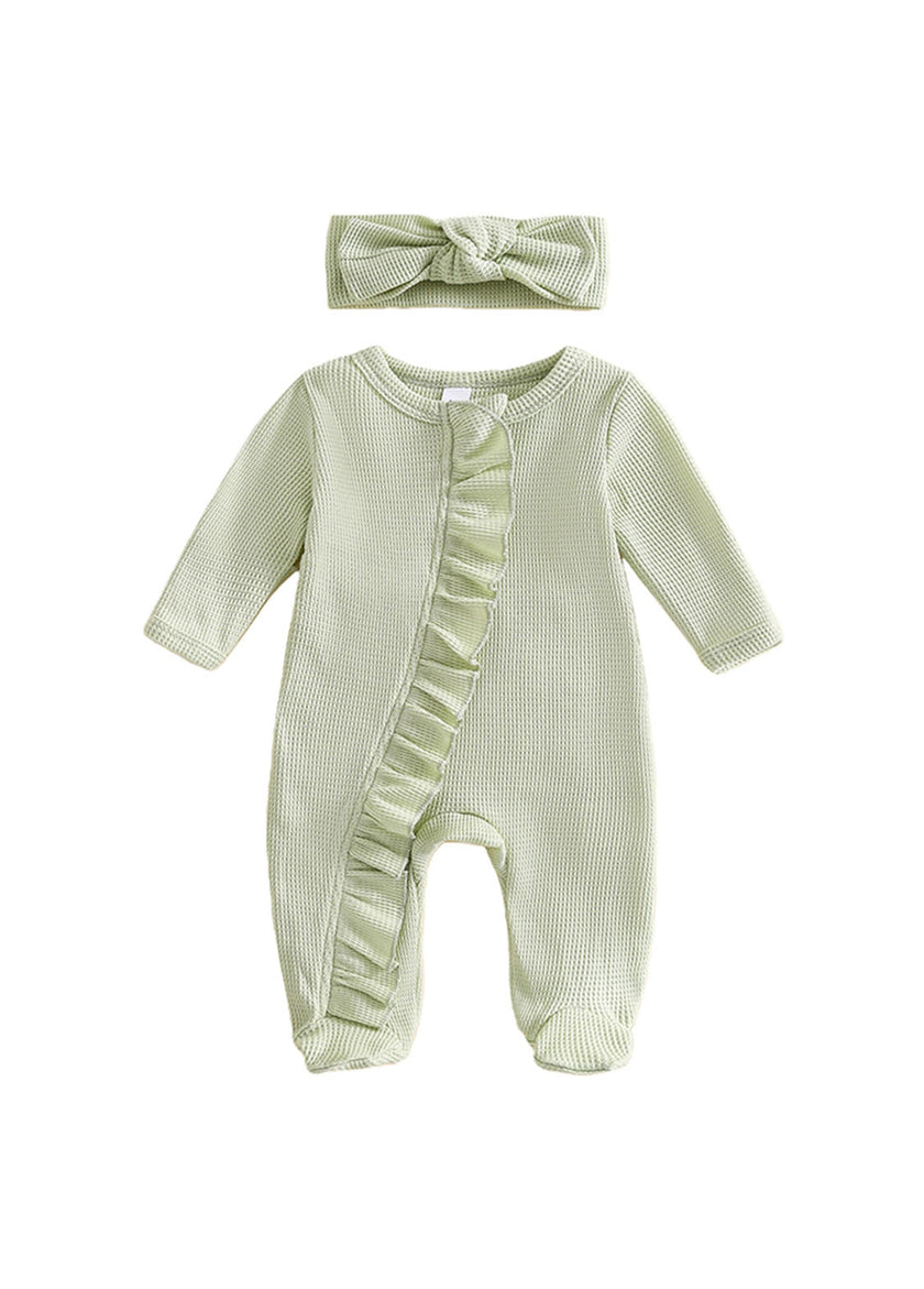 Baby Girl  Cute Ruffled Romper With Headband