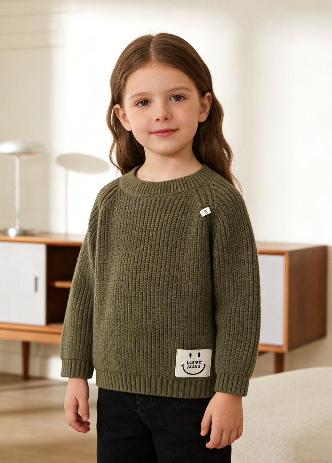 Kids Ribbed Knit Sweater Long Sleeve