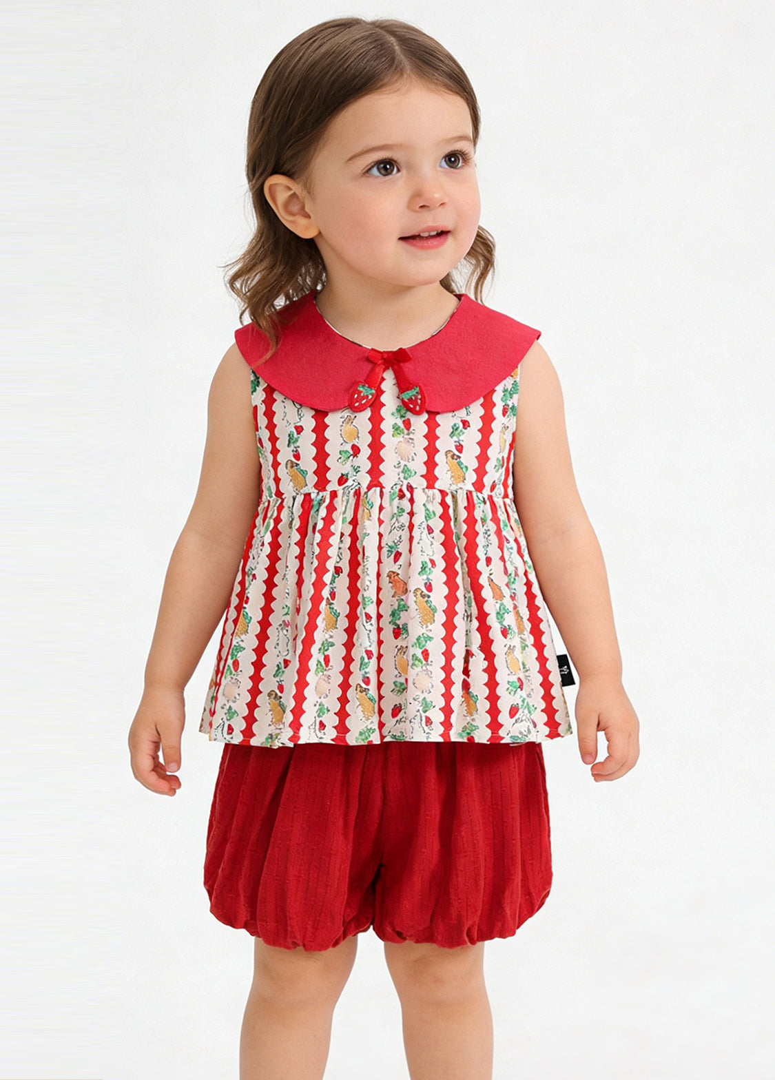 Girls Printed Sleeveless Polyester Two-Piece Set