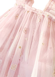 Girls' Butterfly-Embroidered Spaghetti-Strap Princess Dress