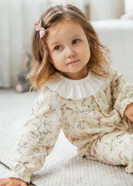 Girl Cute Soft Cotton Floral Animal Print Ruffles Long-sleeved Homewear Set