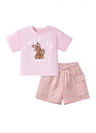 Girls Cotton Rabbit Friendship Two-Piece Set