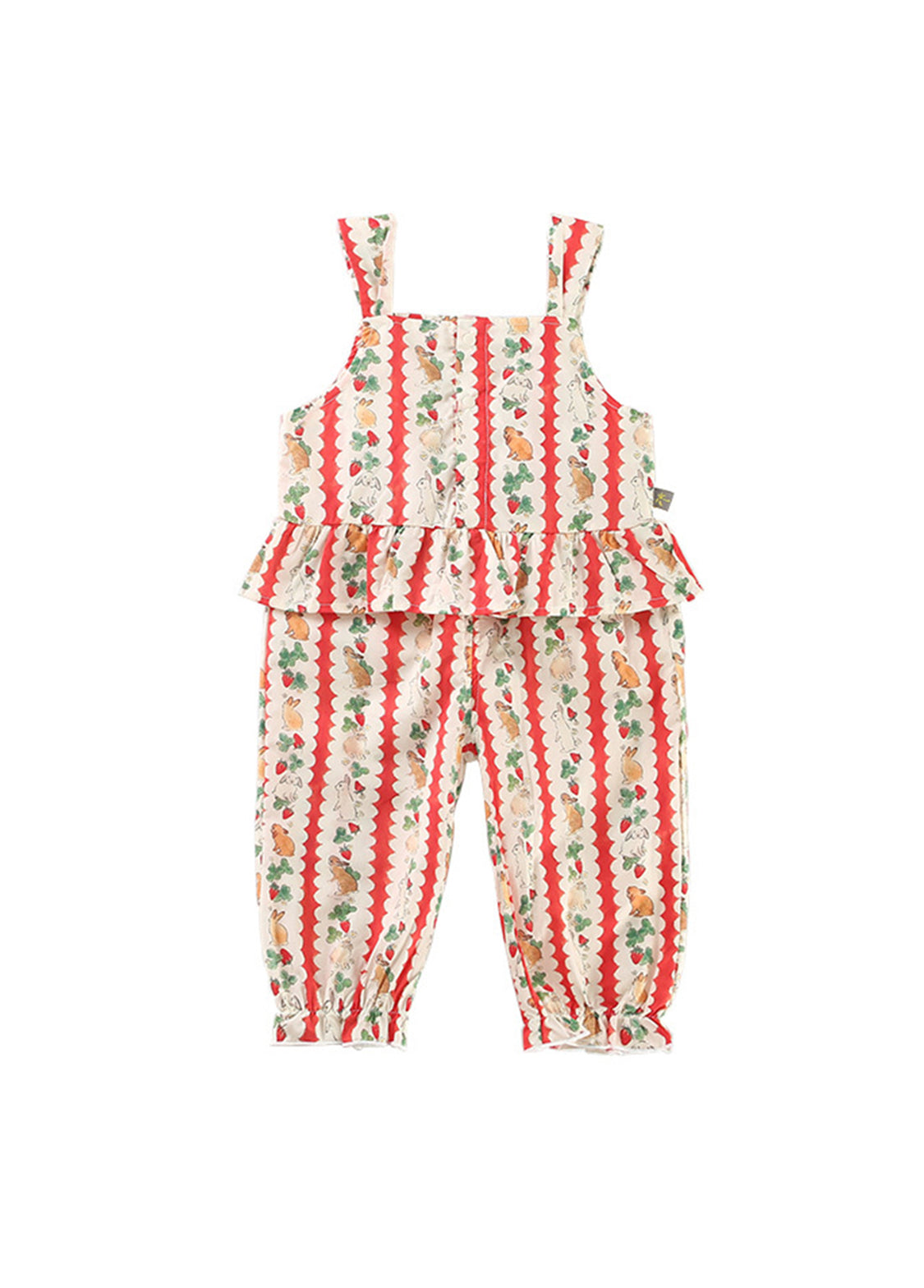 Girls Bunny Print Cotton Two-Piece Outfit