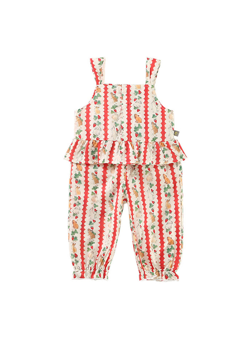 Girls Bunny Print Cotton Two-Piece Outfit