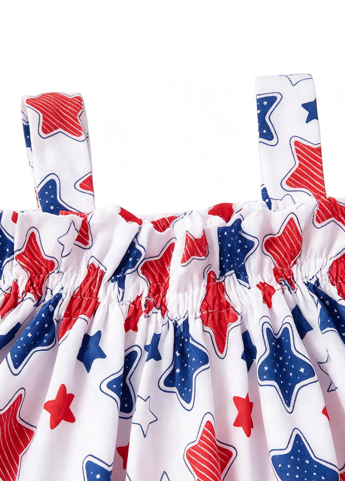 Toddler Girls July 4th Independence Day 2-Piece Outfit Star Print Cami Top and Bloomers Set Kids Patriotic Party Clothing