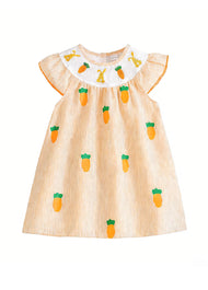 Girls Cartoon Carrot Cotton Dress