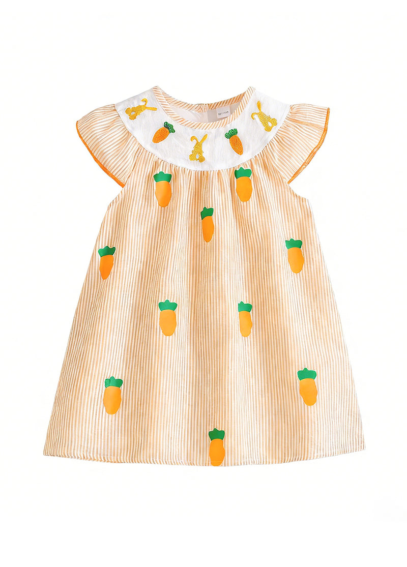 Girls Cartoon Carrot Cotton Dress