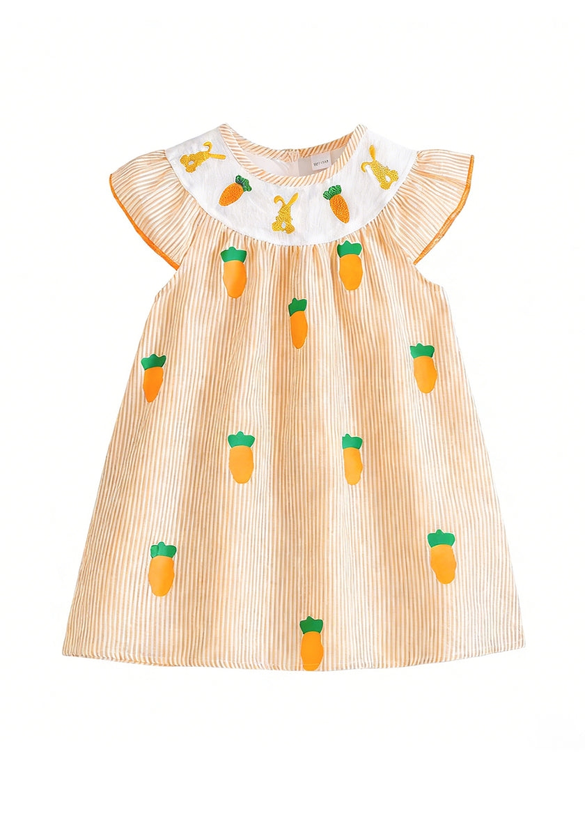 Girls Cartoon Carrot Cotton Dress