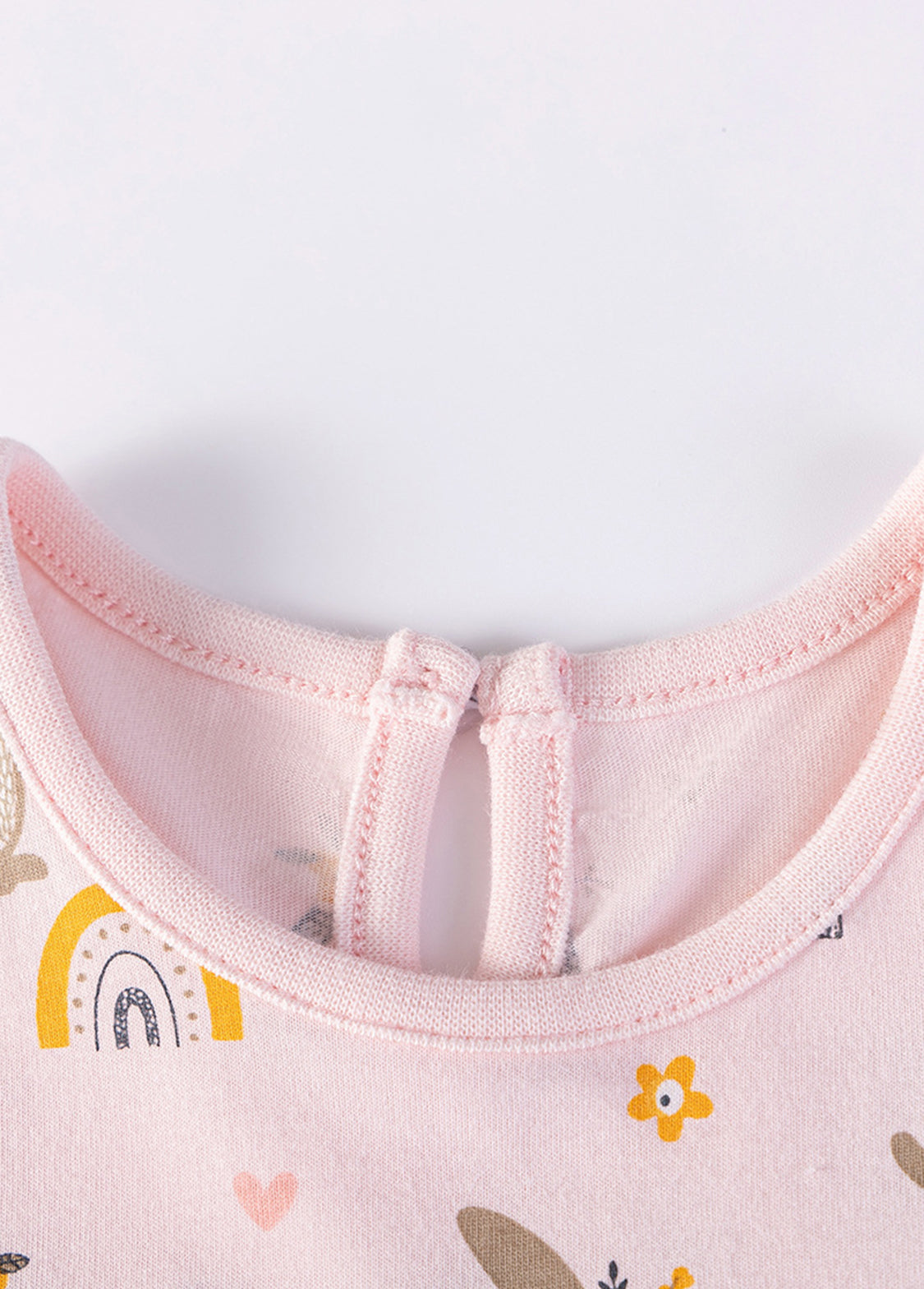 Girls Cute Rainbow Cartoon Print Puff Sleeve Dress