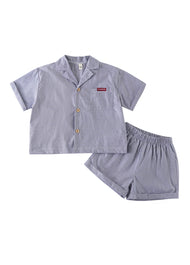 Boys' Casual Navy Striped Shirt Set