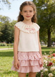 Girls Cotton Bow Two-Piece Set