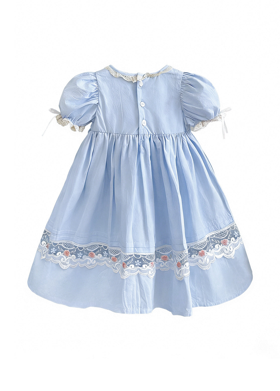 Girls Puff Sleeve Princess Cotton Dress