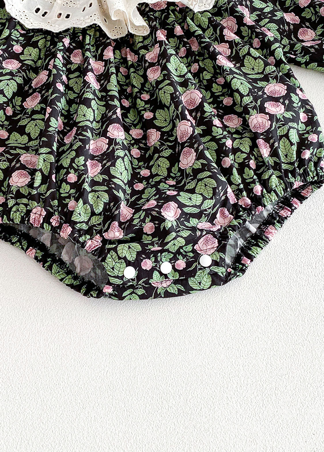 Baby Girls Retro Floral Dollar Collar Romper With Hairband